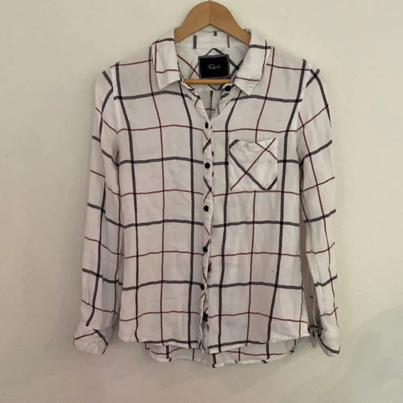 Rails white black and red plaid sz S long sleeve button up super soft - Picture 1 of 4